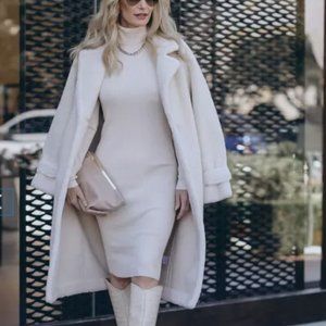 NEW EXPRESS CREAM FAUX SHEARLING BUTTON SHERPA TEDDY COAT ASPEN CABIN VIBES XL